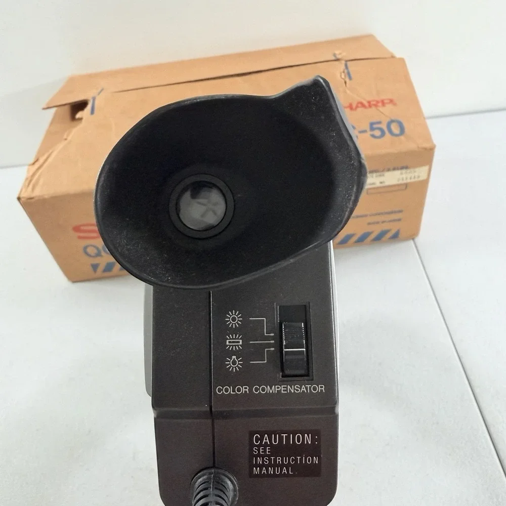 SHARP QC-50 Vintage Color Video Camera Japan Silver Black W/ Box POWERS ON READ